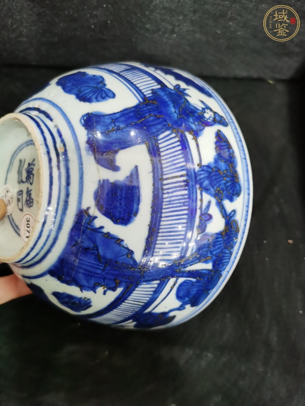 古玩陶瓷青花人物故事紋茶碗真品鑒賞圖