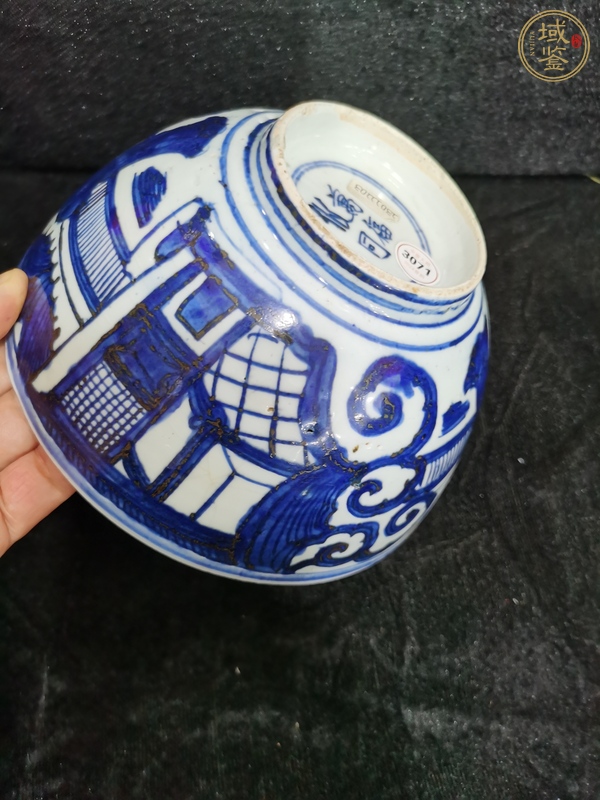古玩陶瓷青花人物故事紋茶碗真品鑒賞圖
