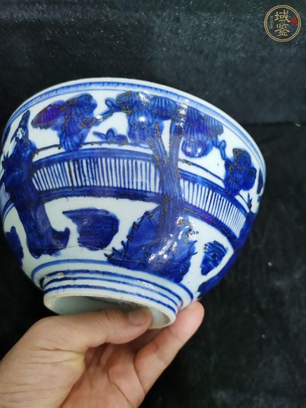 古玩陶瓷青花人物故事紋茶碗真品鑒賞圖