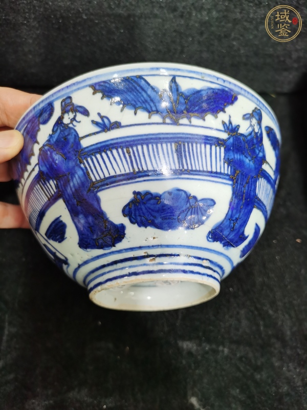 古玩陶瓷青花人物故事紋茶碗真品鑒賞圖