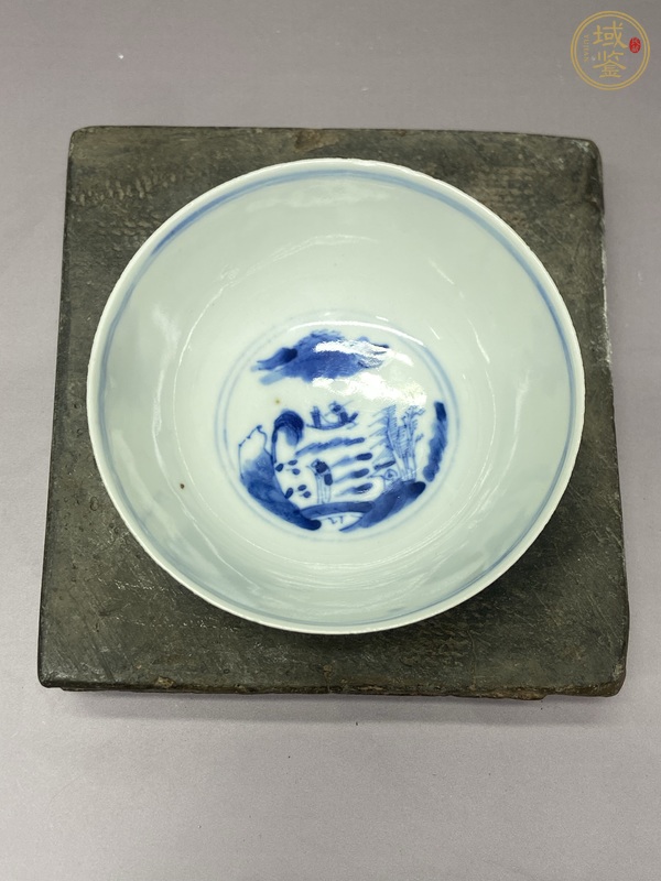 古玩陶瓷三星高照圖青花茶圓真品鑒賞圖