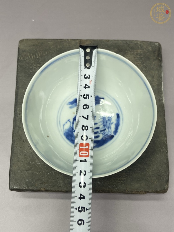 古玩陶瓷三星高照圖青花茶圓真品鑒賞圖