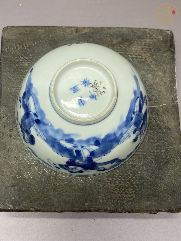古玩陶瓷三星高照圖青花茶圓真品鑒賞圖
