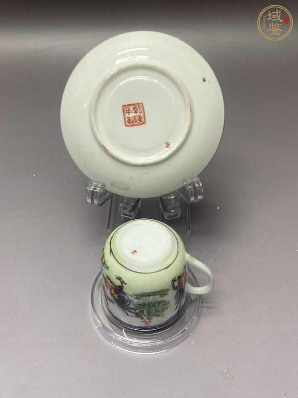 古玩陶瓷民國大雞圖廣彩杯盤真品鑒賞圖