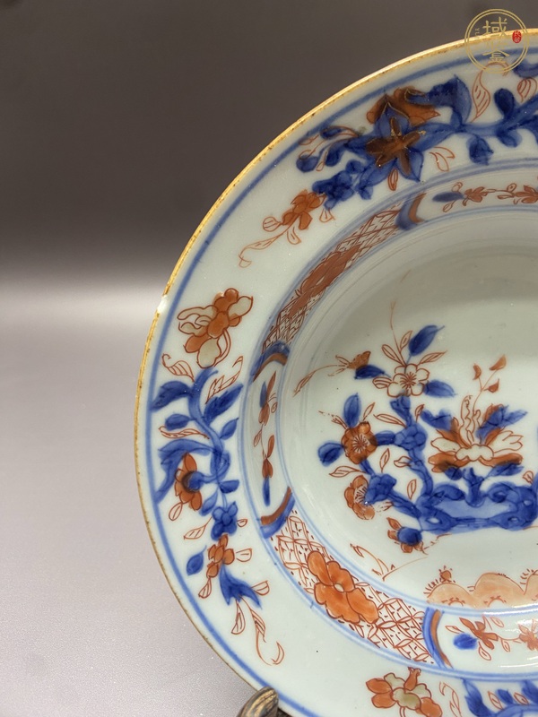 古玩陶瓷青花礬紅盤真品鑒賞圖