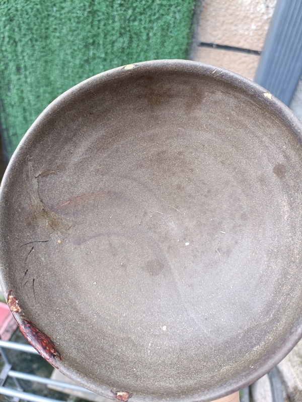 古玩陶瓷元代末茶葉沫釉內彩虹大碗拍賣,當前價格88元