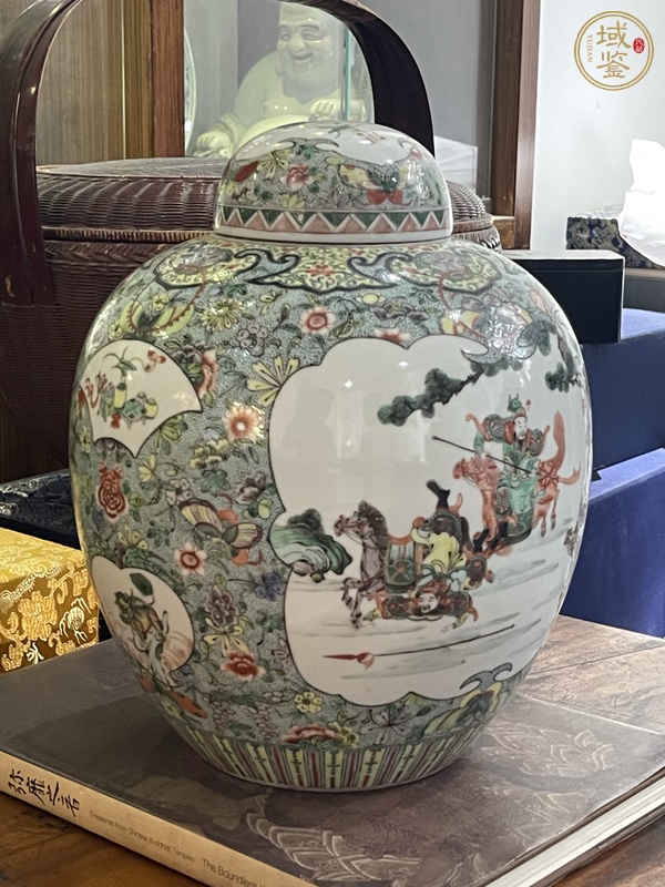 古玩清代五彩三國(guó)人物故事大罐真品鑒賞圖