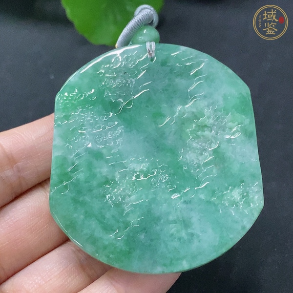 古玩玉器天然翡翠山水紋飾牌真品鑒賞圖