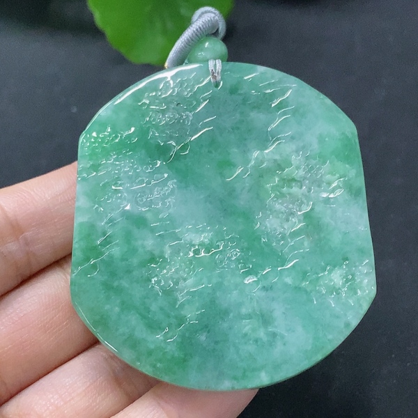 古玩玉器天然翡翠山水牌玉墜(帶翡翠鑒定證書)拍賣，當前價格4500元