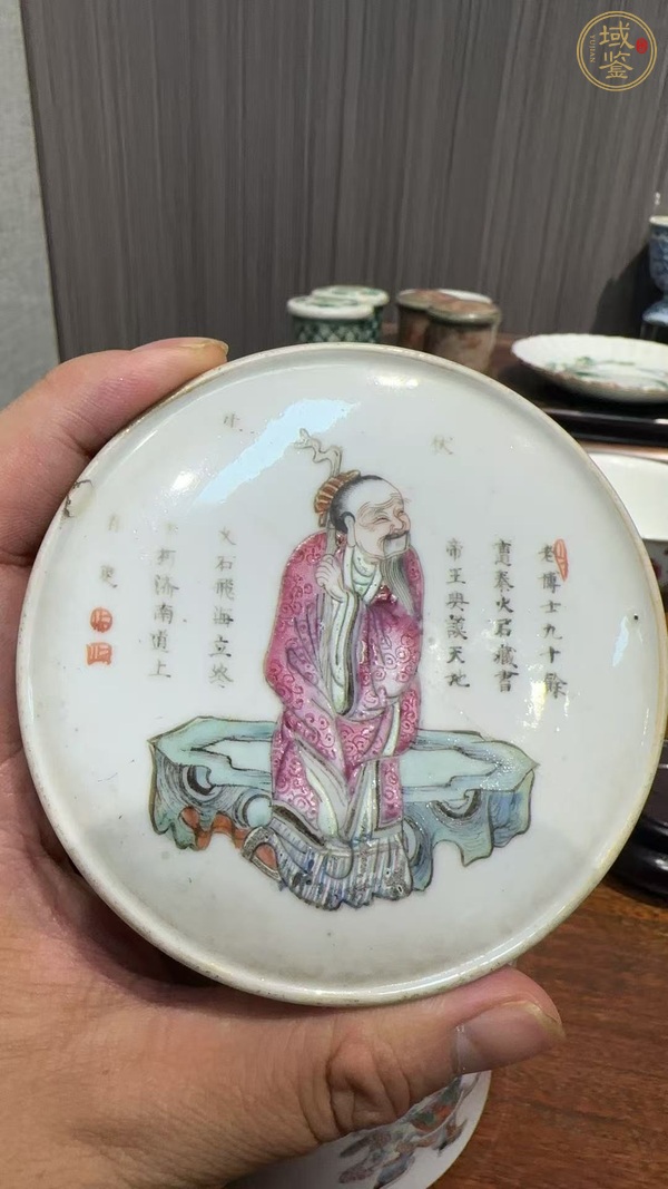 古玩陶瓷粉彩無雙譜人物蓋缸真品鑒賞圖