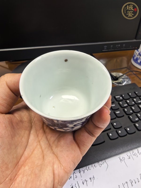 古玩陶瓷五世同堂青花杯真品鑒賞圖