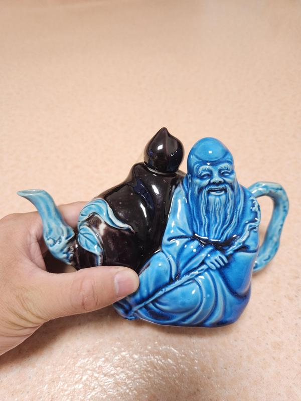 古玩轉賣孔雀藍釉人物茶壺拍賣，當前價格888元