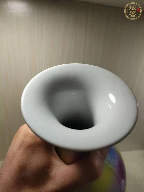 古玩陶瓷桃花洞釉玉壺春瓶真品鑒賞圖