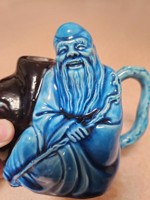 古玩陶瓷孔雀藍釉人物茶壺拍賣，當前價格3280元