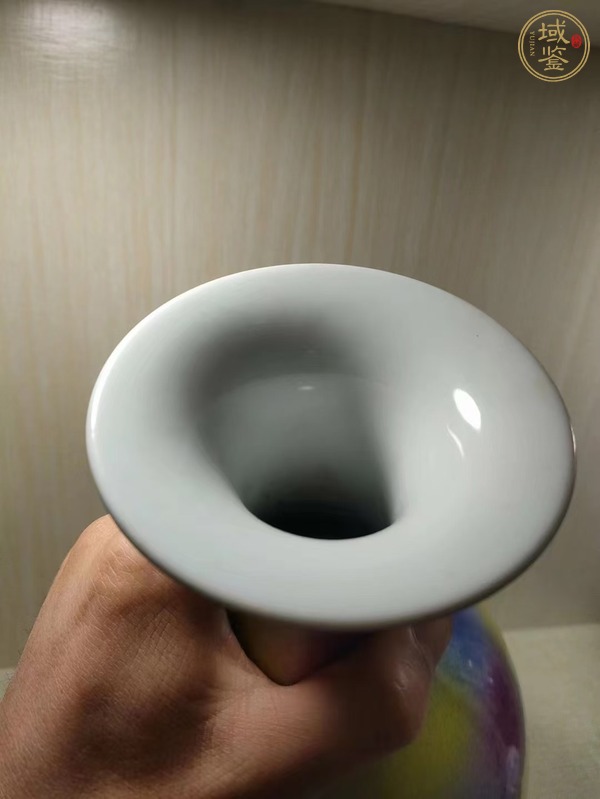 古玩陶瓷桃花洞釉玉壺春瓶真品鑒賞圖