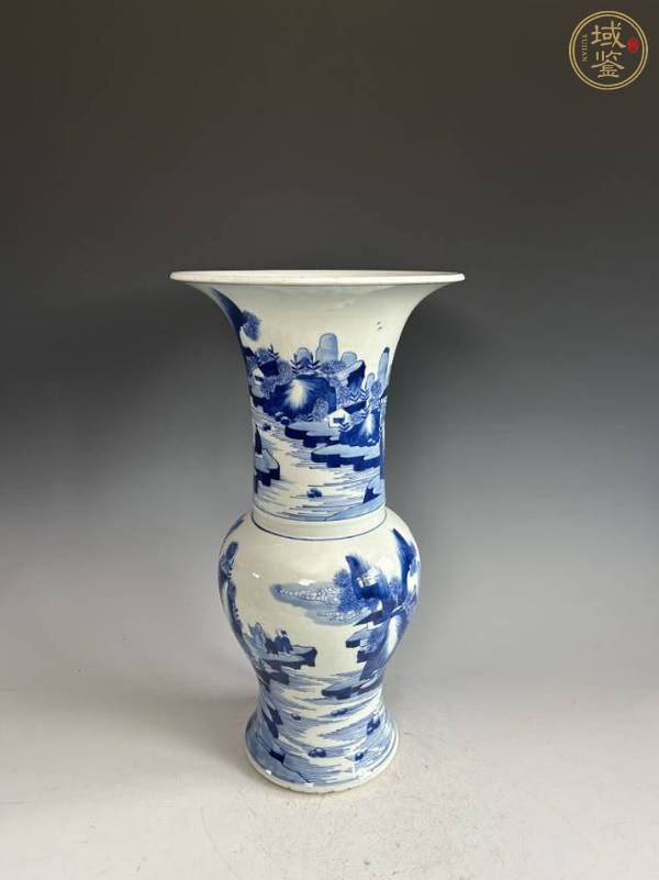 古玩陶瓷青花山水人物紋花鼓真品鑒賞圖