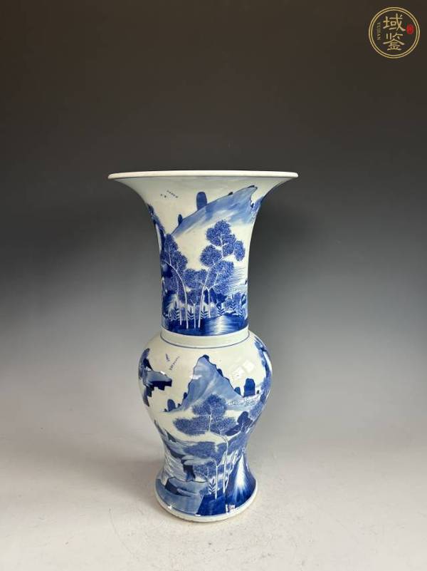 古玩陶瓷青花山水人物紋花鼓真品鑒賞圖