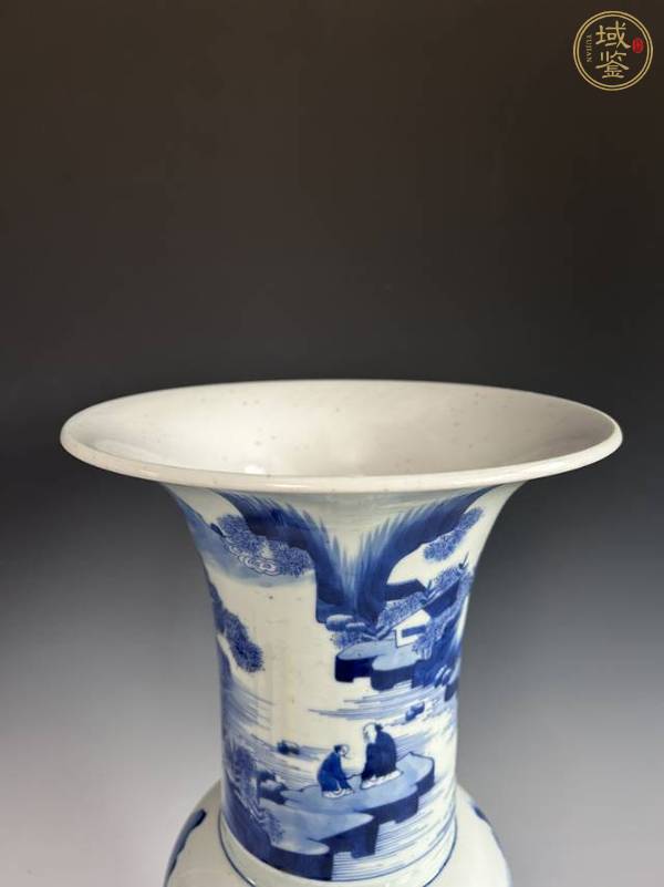 古玩陶瓷青花山水人物紋花鼓真品鑒賞圖