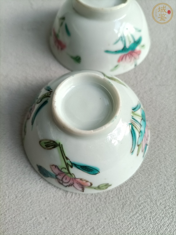古玩陶瓷粉彩四季花卉紋杯真品鑒賞圖