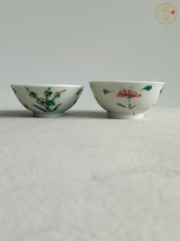 古玩陶瓷粉彩四季花卉紋杯真品鑒賞圖