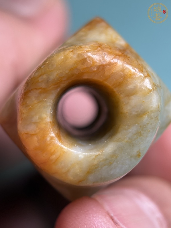 古玩玉器漢代紅沁玉琮真品鑒賞圖