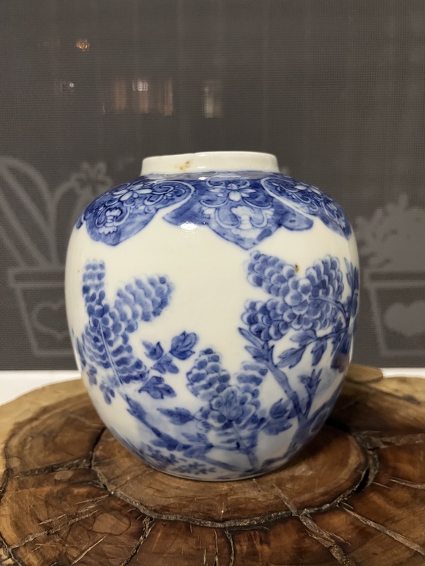 古玩陶瓷光緒青花錦雞牡丹紋罐拍賣,當前價格2888元