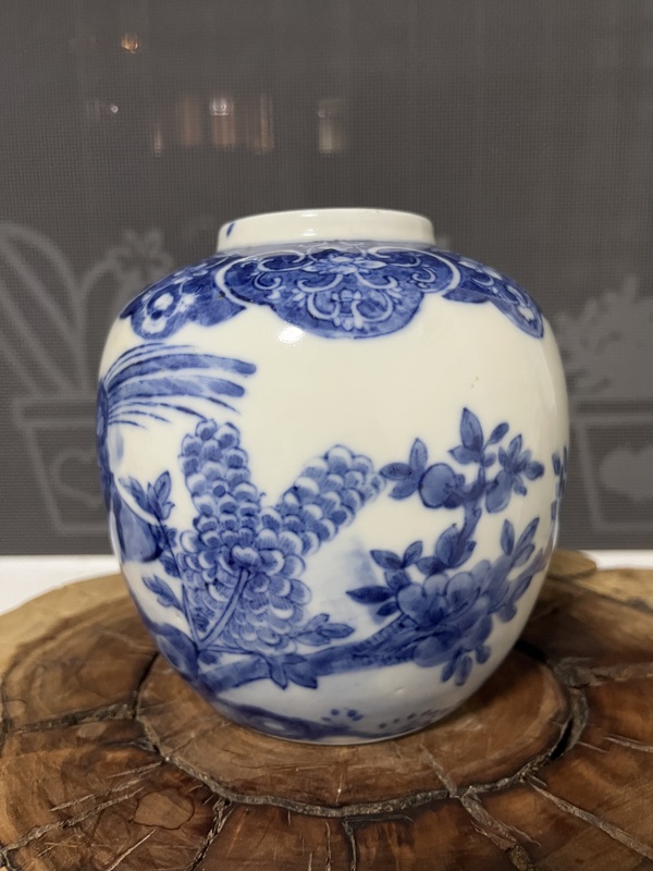 古玩陶瓷光緒青花錦雞牡丹紋罐拍賣,當前價格2888元