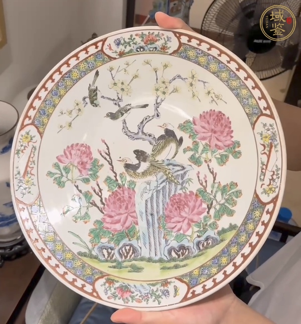 古玩陶瓷粉彩花鳥紋盤真品鑒賞圖
