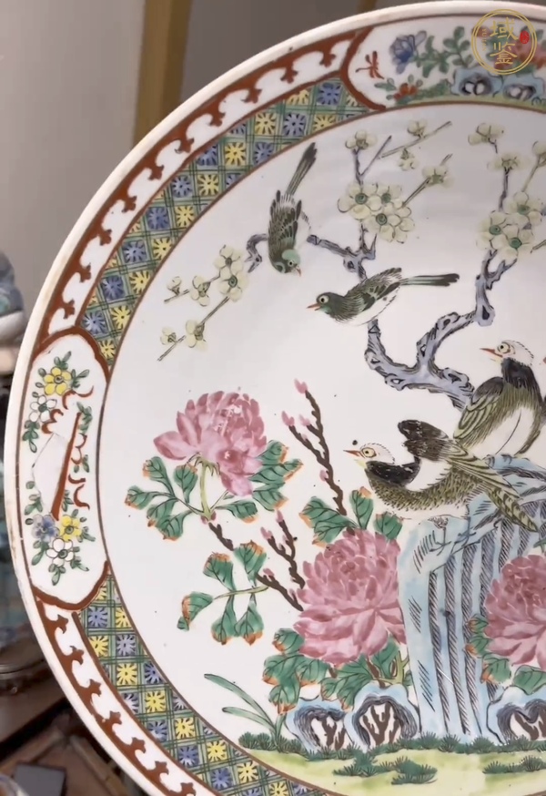 古玩陶瓷粉彩花鳥紋盤真品鑒賞圖