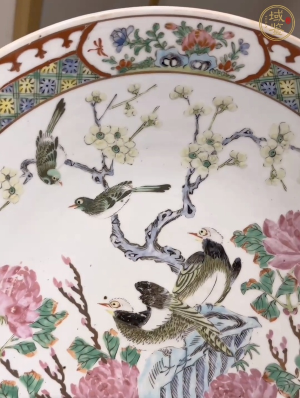 古玩陶瓷粉彩花鳥紋盤真品鑒賞圖