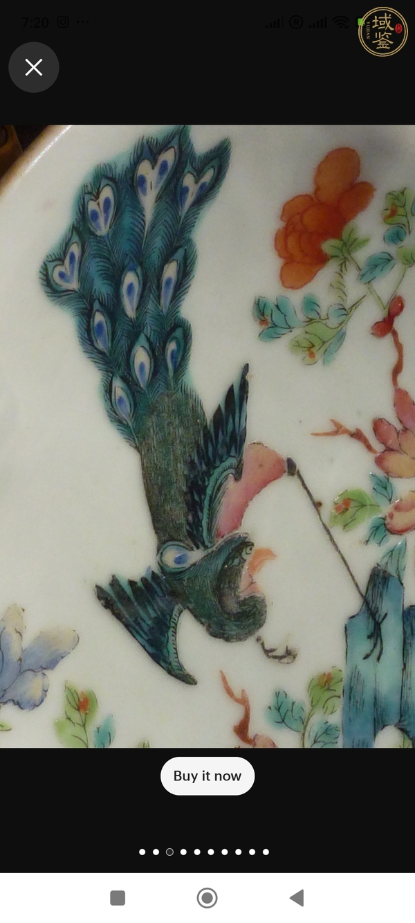 古玩陶瓷花鳥紋粉彩盤真品鑒賞圖