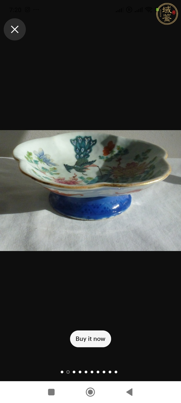 古玩陶瓷花鳥紋粉彩盤真品鑒賞圖