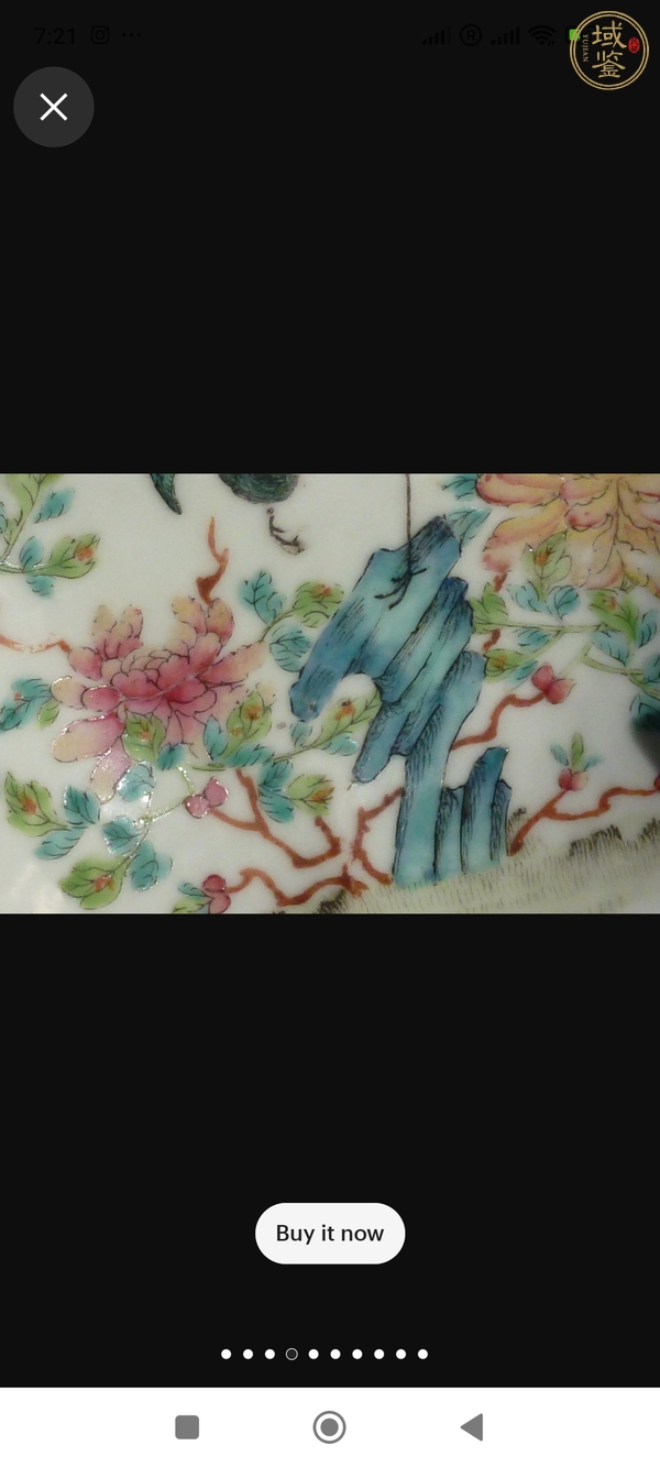 古玩花鳥(niǎo)紋粉彩盤(pán)真品鑒賞圖