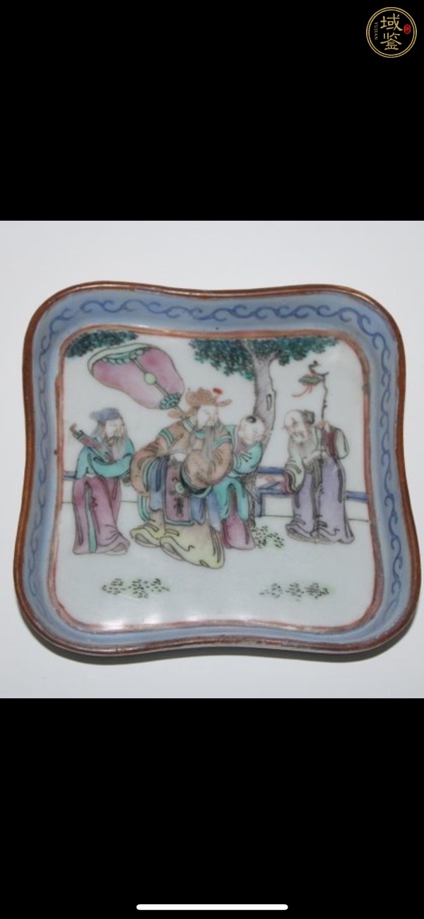 古玩三星高照圖粉彩盤真品鑒賞圖