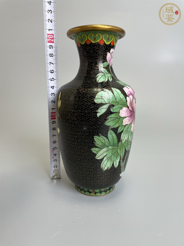 古玩銅器民國 銅胎琺瑯彩洞石花鳥紋賞瓶真品鑒賞圖