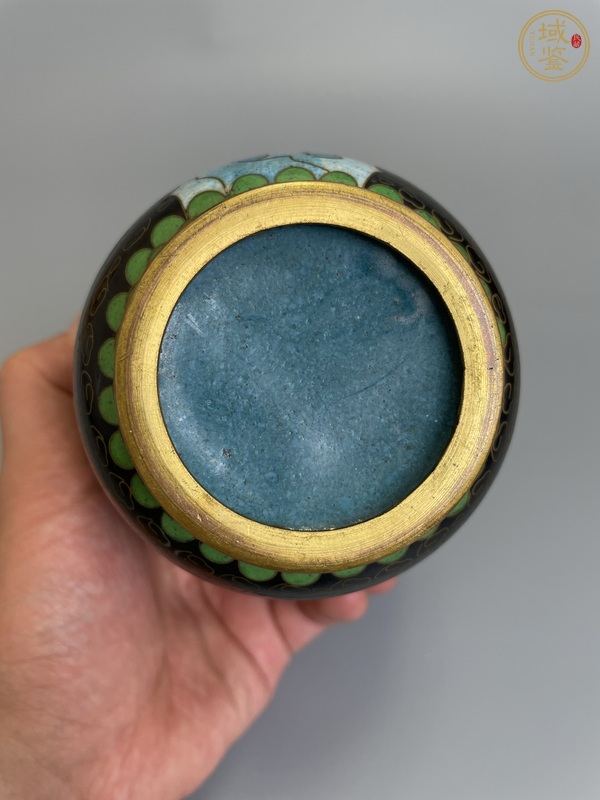 古玩銅器民國 銅胎琺瑯彩洞石花鳥紋賞瓶真品鑒賞圖