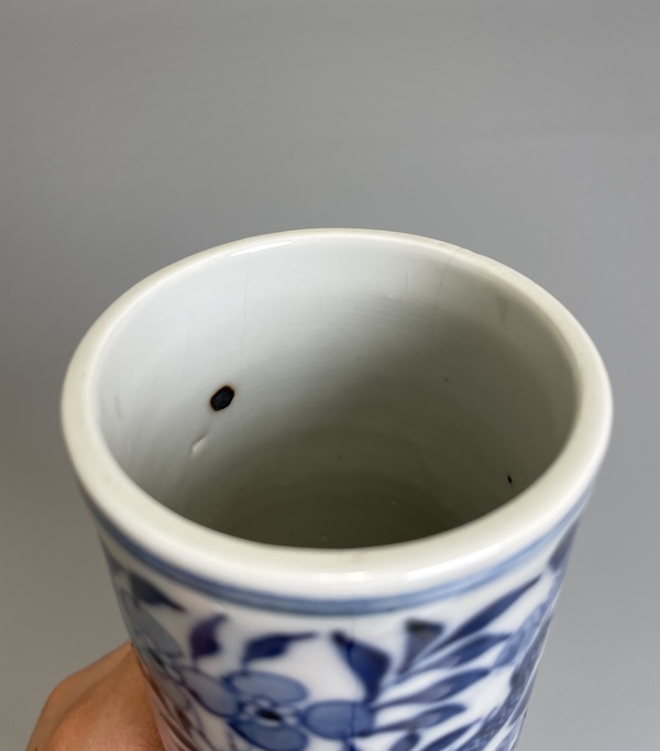 古玩陶瓷清晚期 青花穿花龍紋香筒拍賣，當前價格750元