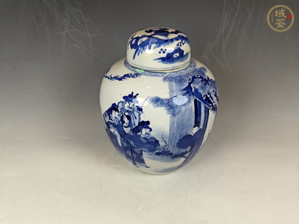 古玩陶瓷晚清三國人物故事三顧茅廬青花蓋罐真品鑒賞圖