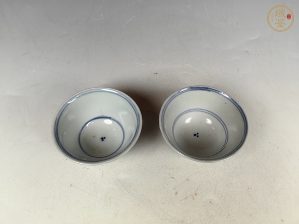 古玩陶瓷清早魚藻紋青花茶園一對真品鑒賞圖