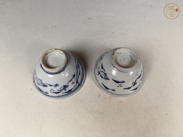 古玩陶瓷清早魚藻紋青花茶園一對真品鑒賞圖
