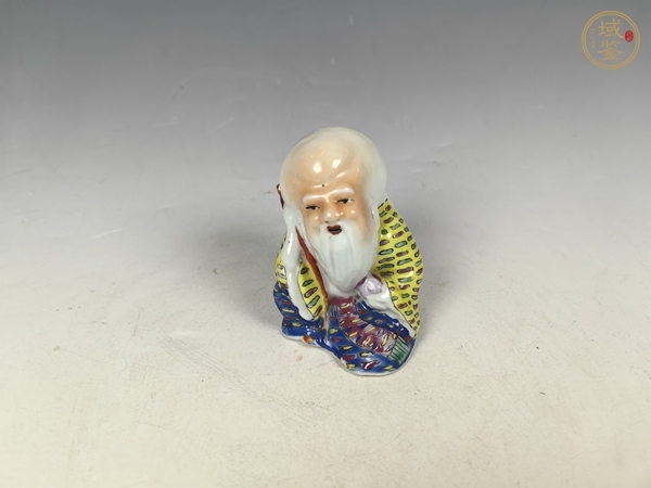古玩陶瓷民國(guó)粉彩壽星雕塑真品鑒賞圖