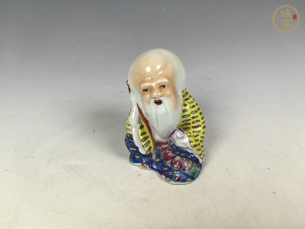 古玩陶瓷民國(guó)粉彩壽星雕塑真品鑒賞圖