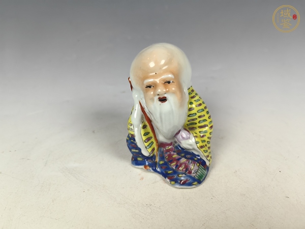 古玩陶瓷民國(guó)粉彩壽星雕塑真品鑒賞圖