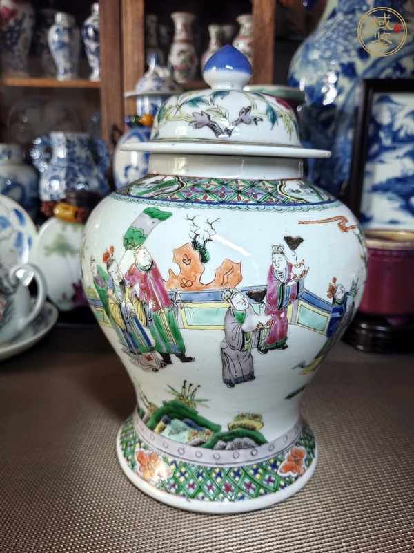 古玩陶瓷粉彩人物故事紋將軍罐真品鑒賞圖