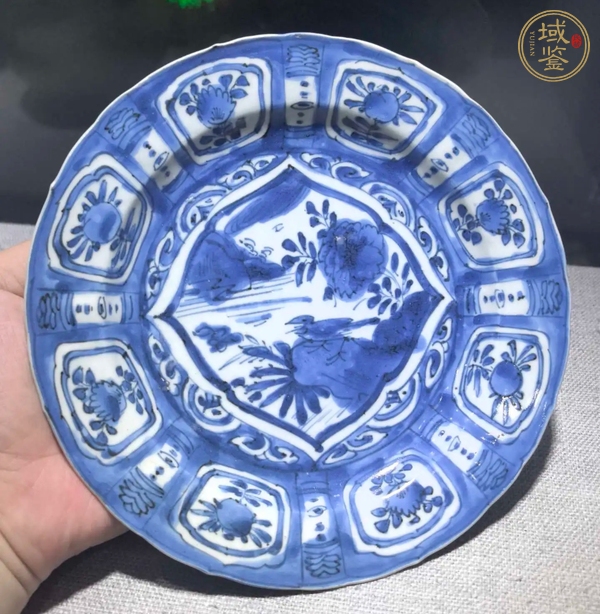 古玩陶瓷明萬歷青花花鳥盤真品鑒賞圖
