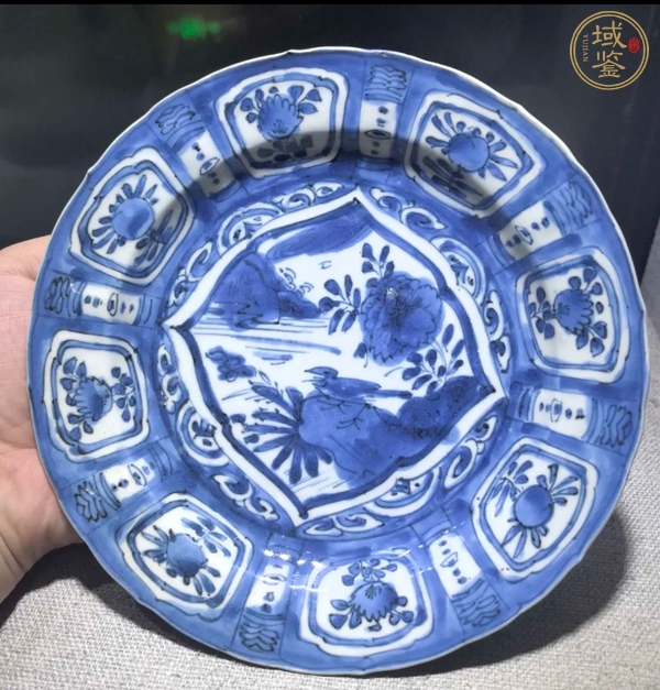 古玩陶瓷明萬歷青花花鳥盤真品鑒賞圖