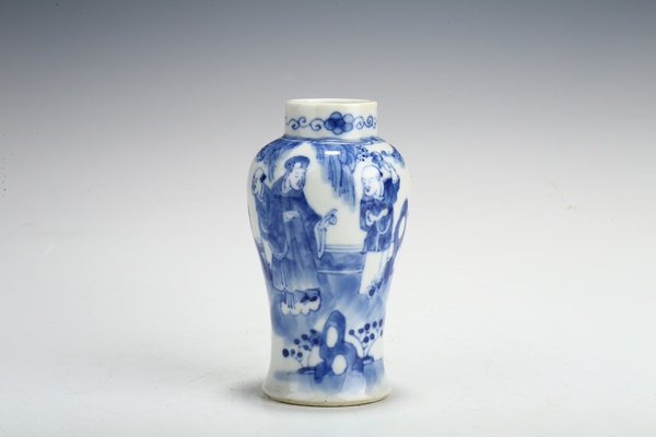 古玩陶瓷清晚·青花茂叔愛蓮紋雞腿瓶拍賣，當前價格2699元