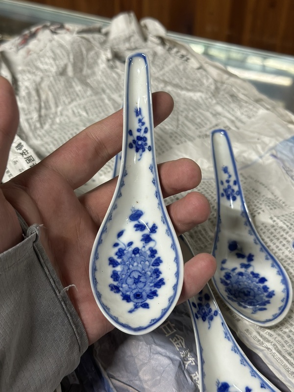 古玩陶瓷清光緒 青花折枝花卉紋勺（瓷業公司風格）拍賣，當前價格8000元