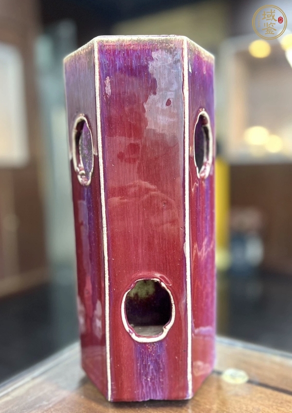古玩窯變紅釉帽筒真品鑒賞圖