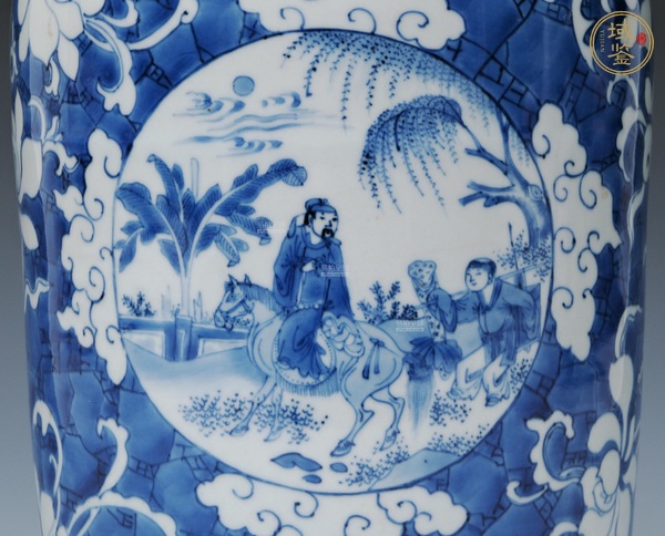 古玩陶瓷明末清初青花人物蓋罐真品鑒賞圖